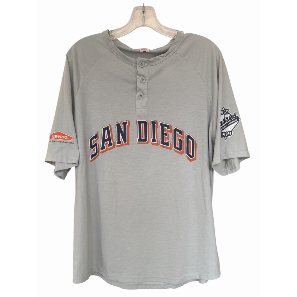 Tony Gwynn #19 - San Diego Padres - Gray Jersey Shirt 3 Button Top - XL Baseball